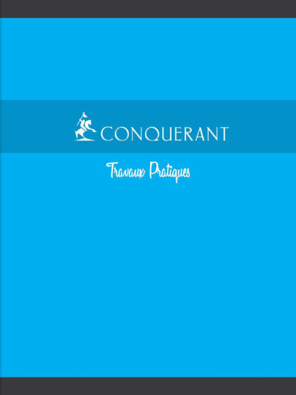 Conquerant – Cahier piqûre 21×29.7 cm Seyès/Uni 48 pages – Couverture cartonnée - Couleurs assorties