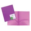 Duo tang en polypro avec 3 attaches et 2 pochettes - Violet