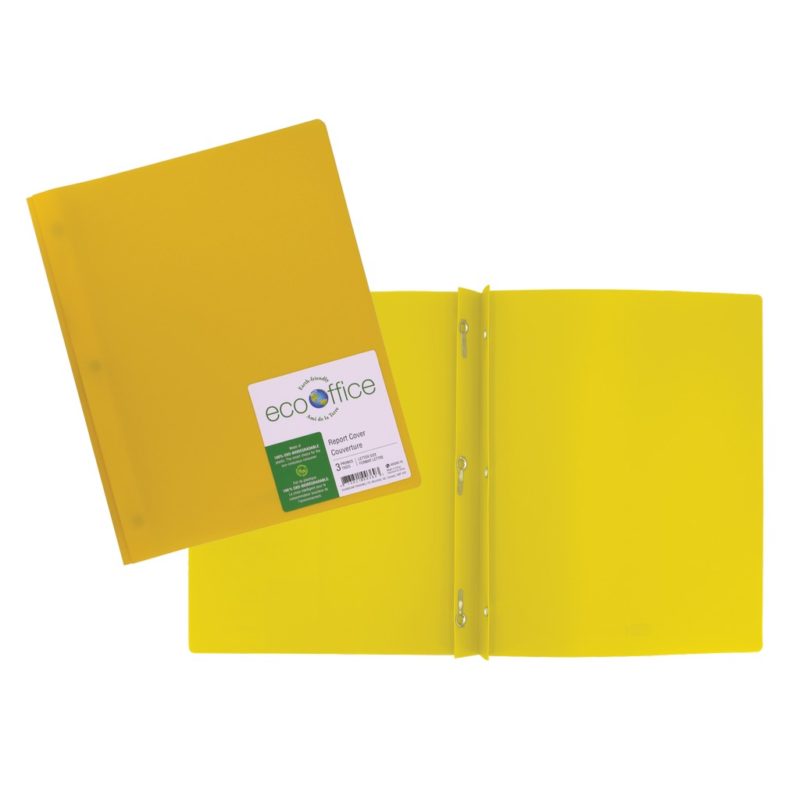 Duo tang opaque plastifié avec attaches - Jaune