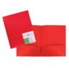 Duo tang plastifié sans attache  avec pochettes - Rouge