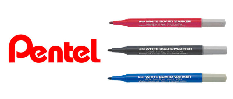 Ensemble de 4 marqueurs effaçables à sec Pentel (1 noir, 1 rouge, 1bleu, 1 vert)