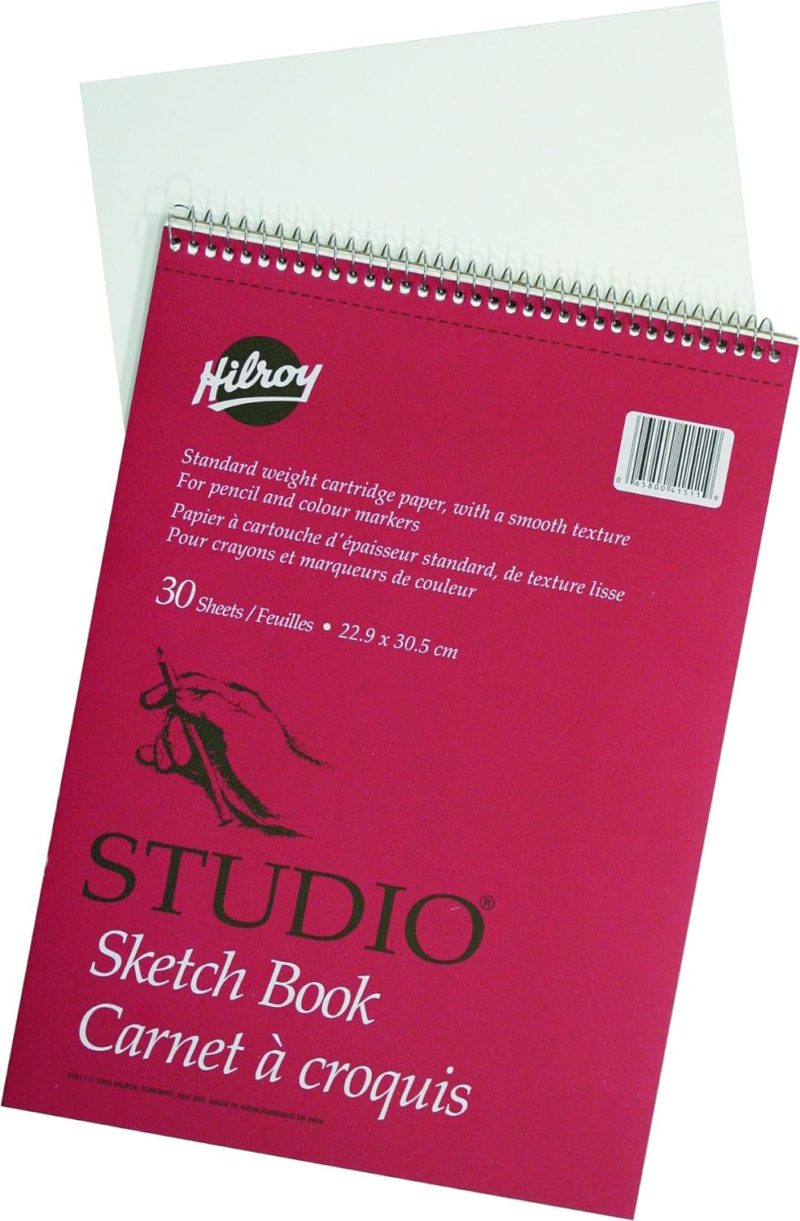 Hilroy Studio Coil Carnet de croquis 22,9 x 30,5 cm, 30 feuilles, blanc (41511)