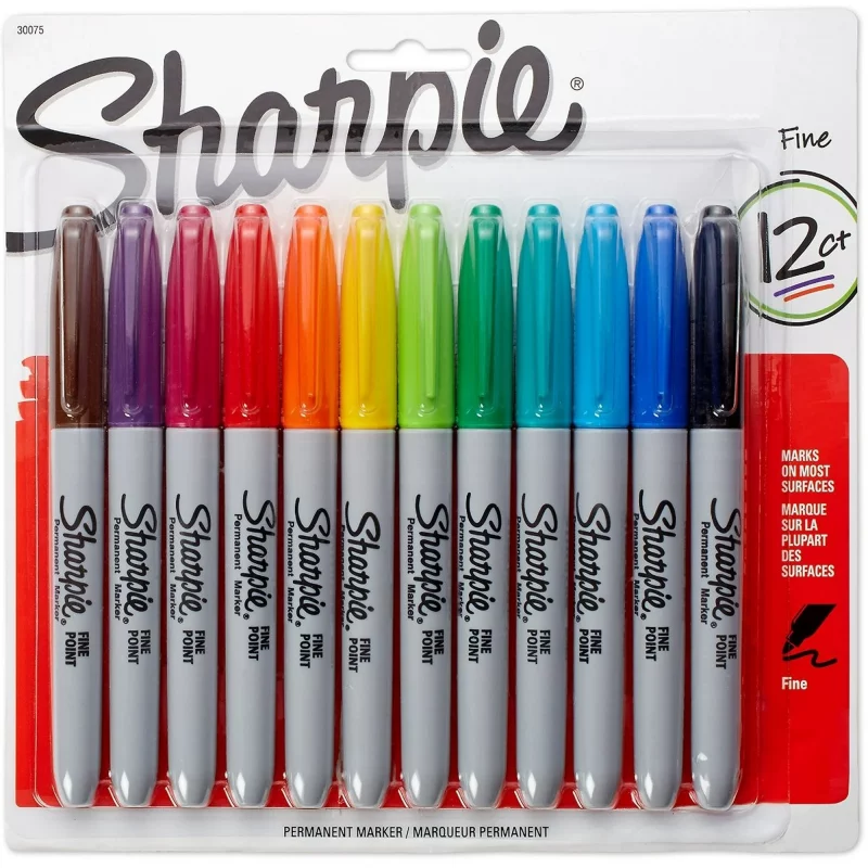 Sharpie - Marqueurs permanents pointes fines - lot de 12 marqueurs