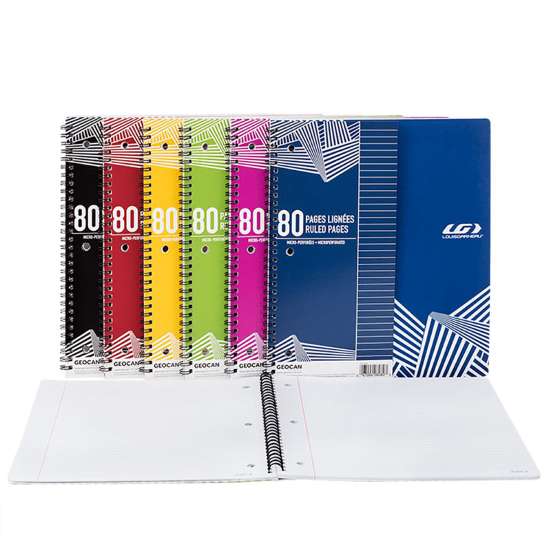 Cahier spirale ligné 80 pages détachables - couleurs assorties - Louis Garneau