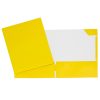 Duo tang laminé avec pochettes, sans attaches - Jaune
