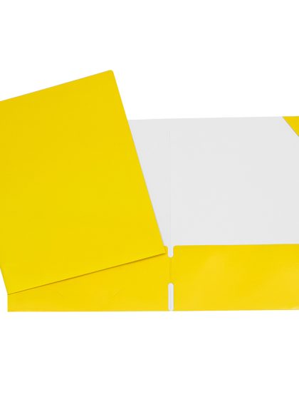 Duo tang laminé avec pochettes, sans attaches - Jaune
