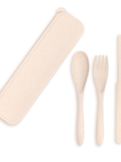 Ustensiles en plastique biodégradable avec boîtier