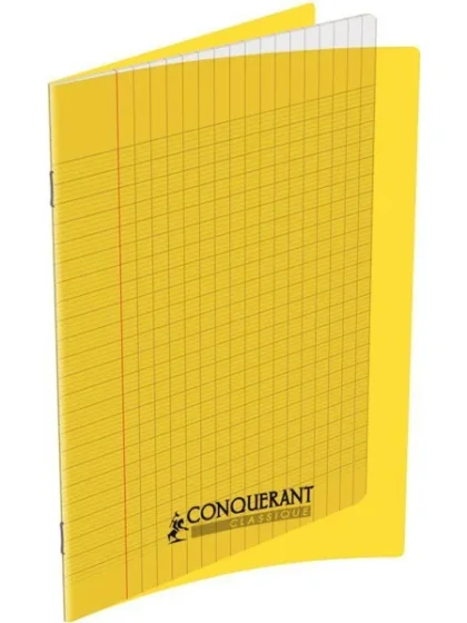 Conquérant Classique - Cahier polypro 24 x 32 cm - 48 pages - grands carreaux (Seyes) - jaune