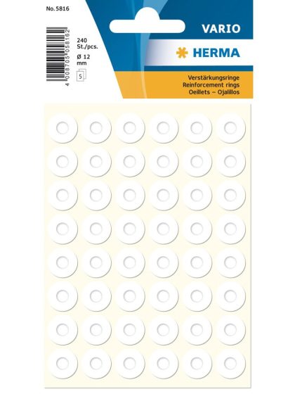 HERMA - Oeillets de renforcement Ø 12 mm, blancs autocollants