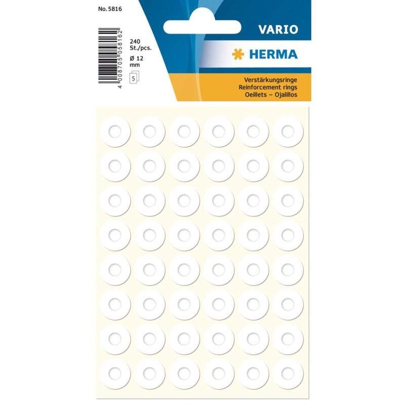 HERMA - Oeillets de renforcement Ø 12 mm, blancs autocollants