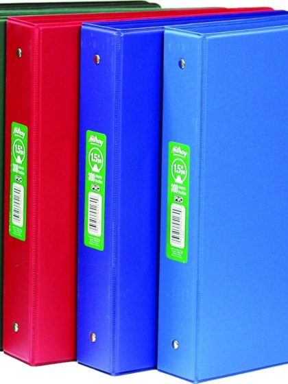 Classeur 3 anneaux rigide - 1.5″ avec pochettes de présentation couleurs assorties