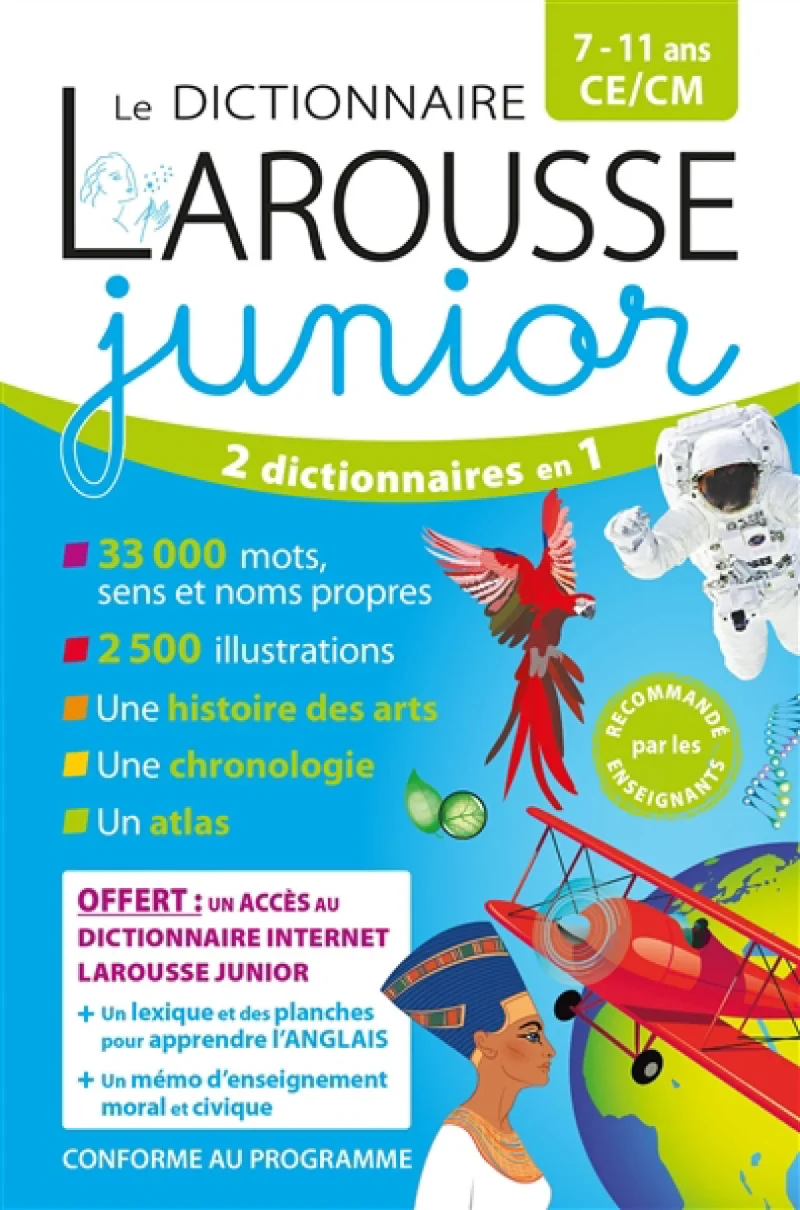 Le dictionnaire Larousse junior, 7-11 ans, CE-CM : 2 dictionnaires en 1