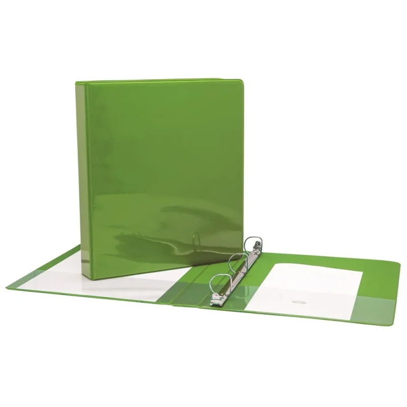 Classeur (cartable) de 1 ½ " avec pochettes intérieures, rigide, 3 anneaux -  Vert