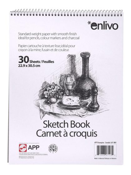 Cahier à croquis spiral APP, 22.9 x 30.5cm - 30 feuilles